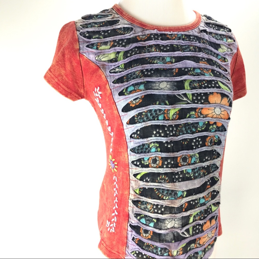 SHOP THERAPY Boho Festival Embroidered S/M T-Shirt